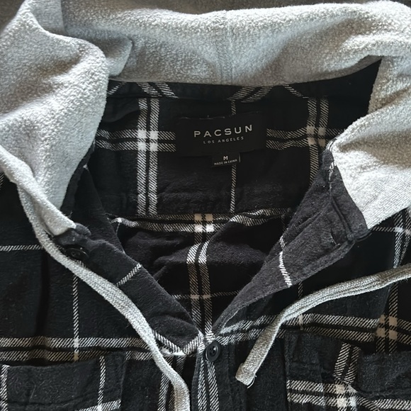 Pacsun plaid hooded long sleeve flannel sweatshirt - Picture 2 of 2